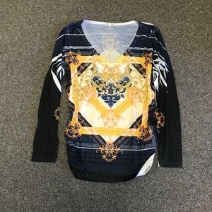 Vintage Cache Rococo print long sleeve v neck